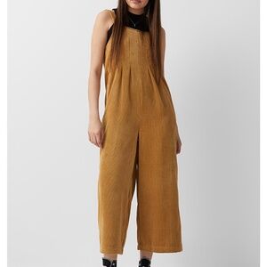 Honey brown boho loose wide leg corduroy overalls NWT